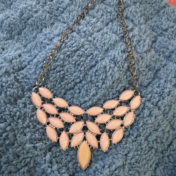 Statement Pale Pink Bib Necklace 3 for $15 or 4 for $20 bundle - Picture 2 of 3